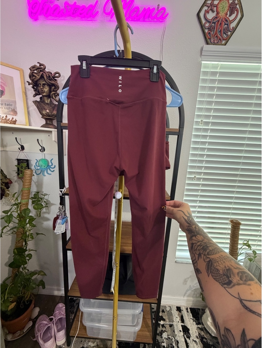 Wilo The Label 2-Piece Double Layer Bra & Legging Set in Burgundy Size Med - NWT - Picture 9 of 9